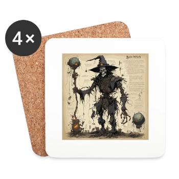 Manuel de la sorcière / grimoire / Halloween / automne - Dessous de verre (lot de 4) - blanc - Devant