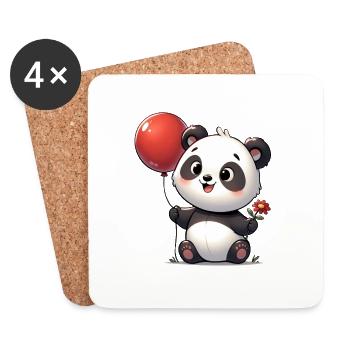 Niedlicher Panda mit Ballon - Untersetzer (4er-Set) - Weiß - Vorne
