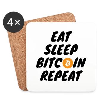 Crypto Eat sleep bitcoin répéter - Dessous de verre (lot de 4) - blanc - Devant