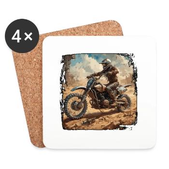 Motorcross / Conduite / Sport / Machine / Deux-roues - Dessous de verre (lot de 4) - blanc - Devant