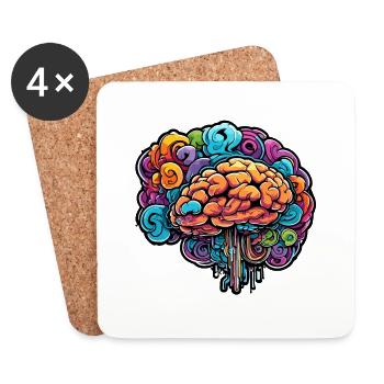Brain / Knowledge / Intelligence / Clever / Thinking - Coasters (set of 4) - white - Front