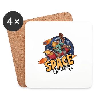 Astronaute Cowboy De L’espace Sur Fusée - Dessous de verre (lot de 4) - blanc - Devant