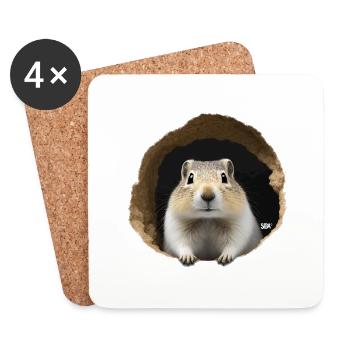 Doux Gopher endormi - Dessous de verre (lot de 4) - blanc - Devant