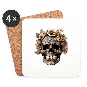 Richesse dorée – Déclaration du crâne - Dessous de verre (lot de 4) - blanc - Devant