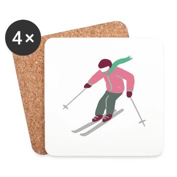 Skiing Pink Graphic - Coasters (set of 4) - white - Front