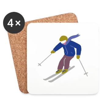 Graphisme bleu ski - Dessous de verre (lot de 4) - blanc - Devant
