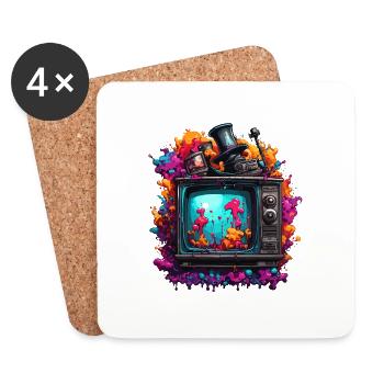 TV / Television / Analogue / Tube TV / Retro - Coasters (set of 4) - white - Front