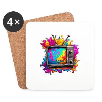 TV / Television / Analogue / Tube TV / Retro - Coasters (set of 4) - white - Front