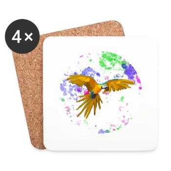 Macaw flight before paint splashes - Coasters (set of 4) - white - Front