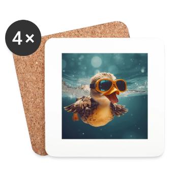 Canard - Dessous de verre (lot de 4) - blanc - Devant