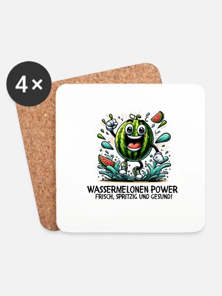Wassermelonen Power - Untersetzer (4er-Set) - Weiß