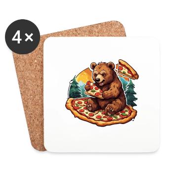 Pizza / Restauration rapide / Italienne / Margherita - Dessous de verre (lot de 4) - blanc - Devant