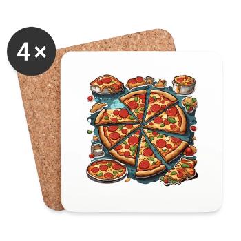 Pizza / Restauration rapide / Italienne / Margherita - Dessous de verre (lot de 4) - blanc - Devant