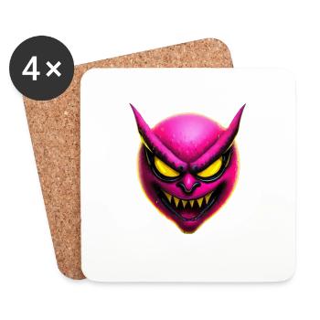Pink Nasty Smilie - Coasters (set of 4) - white - Front