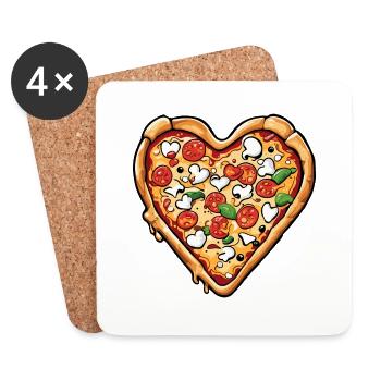 Pizza / Restauration rapide / Italienne / Margherita - Dessous de verre (lot de 4) - blanc - Devant