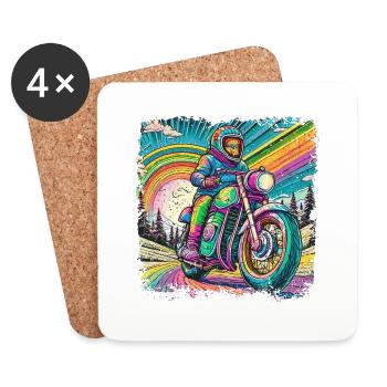 Berge im psychedelischem Biker-Rausch - Untersetzer (4er-Set) - Weiß - Vorne