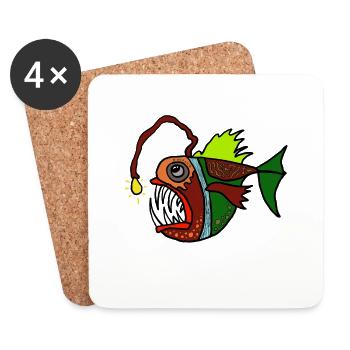 Anglerfisch - Untersetzer (4er-Set) - Weiß - Vorne
