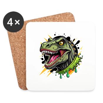 t-rex color splash - Untersetzer (4er-Set) - Weiß - Vorne