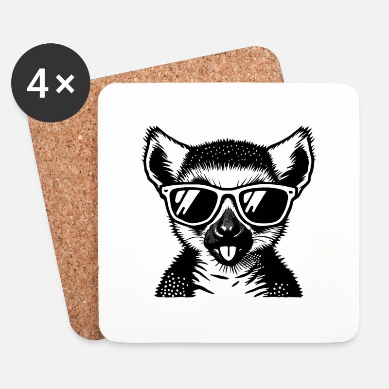Lemur mit Sonnenbrille - Untersetzer (4er-Set) - Weiß
