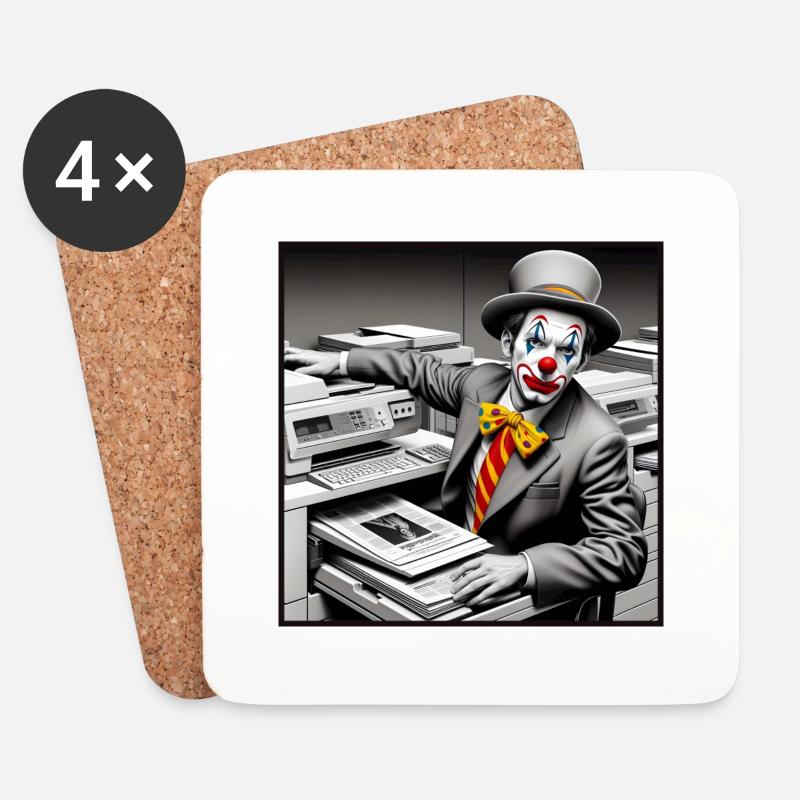 Clown am Kopierer - Untersetzer (4er-Set) - Weiß