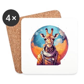Weltraum Giraffe - Untersetzer (4er-Set) - Weiß - Vorne