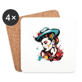 Rockabilly / Pin-up Girl / Girl Power / 50s - Coasters (set of 4) - white - Front