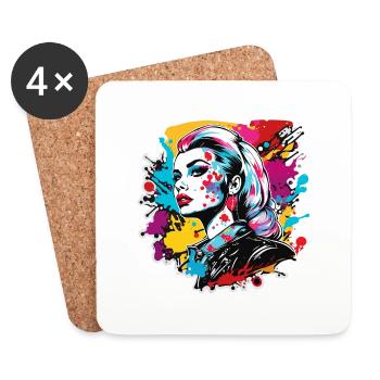 Rockabilly / Pin-up Girl / Girl Power / 50s - Coasters (set of 4) - white - Front