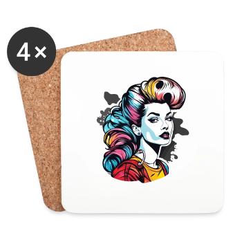 Rockabilly / Pin-up Girl / Girl Power / 50s - Coasters (set of 4) - white - Front