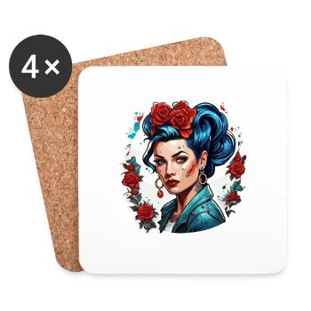 Rockabilly / Pin-up Girl / Girl Power / 50s - Coasters (set of 4) - white - Front