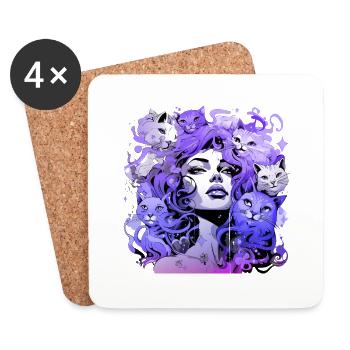 Beautiful female paint art Face colorful woman - Coasters (set of 4) - white - Front