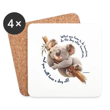 Fauler Koala-Bär - Untersetzer (4er-Set) - Weiß - Vorne