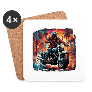 Motorcycle Logo/Bike/Two-Wheeler/Vehicle/Motors - Coasters (set of 4) - white - Front