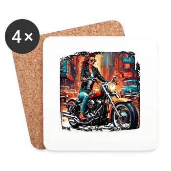 Motorrad Logo / Bike / Zweirad / Fahrzeug / Motors - Untersetzer (4er-Set) - Weiß - Vorne