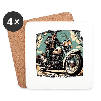 Motorcycle Logo/Bike/Two-Wheeler/Vehicle/Motors - Coasters (set of 4) - white - Front