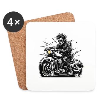 Motorcycle Logo/Bike/Two-Wheeler/Vehicle/Motors - Coasters (set of 4) - white - Front