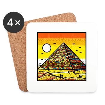 Art des pyramides vif - Hommage coloré à l’ancien Eg - Dessous de verre (lot de 4) - blanc - Devant