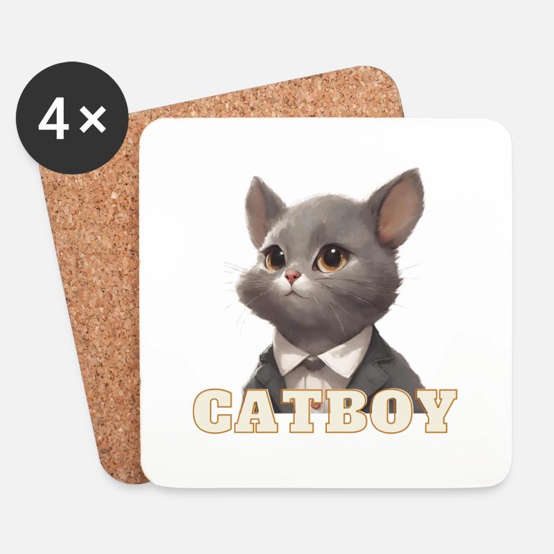 Katze - Untersetzer (4er-Set) - Weiß