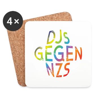 DJs gegen NZS rundes Logo Regenbogen Design - Untersetzer (4er-Set) - Weiß - Vorne