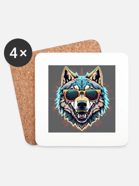 Lil Wolfy - Coasters (set of 4) - white