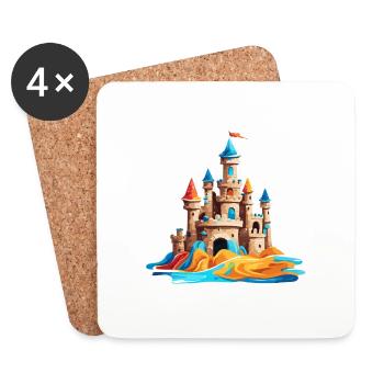 Sandcastle / Building / Playing / Castle / Holiday - Coasters (set of 4) - white - Front
