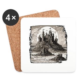 Sandcastle / Building / Playing / Castle / Holiday - Coasters (set of 4) - white - Front