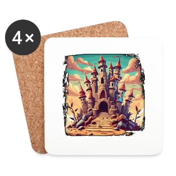 Sandcastle / Building / Playing / Castle / Holiday - Coasters (set of 4) - white - Front