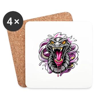 Serpent - Dessous de verre (lot de 4) - blanc - Devant