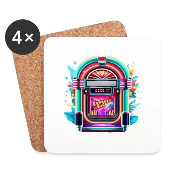 Jukebox / Musical Automaton / Retro / 50s - Coasters (set of 4) - white - Front