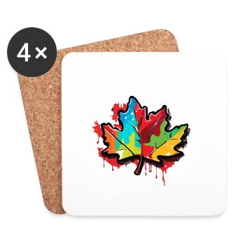 Maple Leaf / Autumn / Foliage / Forest / Nature - Coasters (set of 4) - white - Front