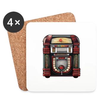 Jukebox / Musical Automaton / Retro / 50s - Coasters (set of 4) - white - Front