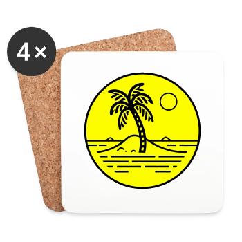 Palm Trees Island Symbol Beach - Coasters (set of 4) - white - Front