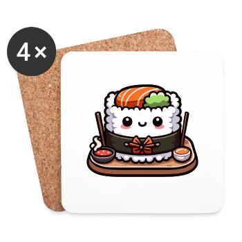 Kawaii Niedliches Sushi - Untersetzer (4er-Set) - Weiß - Vorne