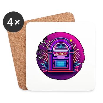 Jukebox / Automate musical / Rétro / années 50 - Dessous de verre (lot de 4) - blanc - Devant