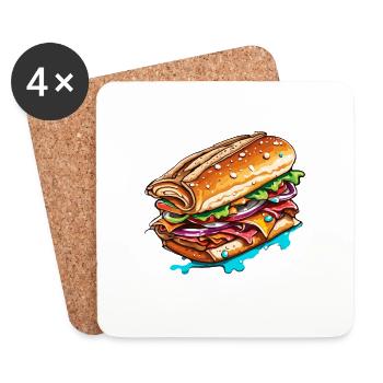 Sandwich / Sandwich / Food / Groceries - Coasters (set of 4) - white - Front